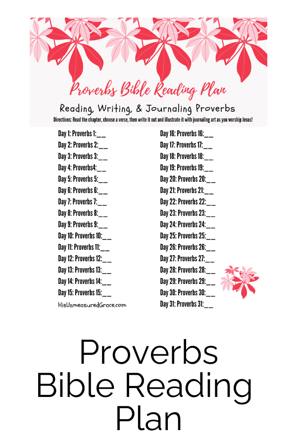 The Proverbs Bible Reading Plan is exactly what you need to get into the habit of reading through Proverbs. You'll find that you'll grow in wisdom as you become more familiar with its godly advice.